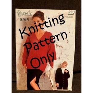 New Wendy 4527 Aran Cabled Tunic and Cardigan Sweater Knitting Pattern